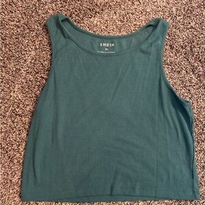 SHEIN Teal Ribbed Tank Top